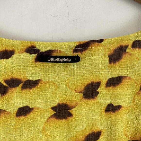 NUMPH yellow brown flower petal pattern long sleeve midi dress - Picture 5 of 6